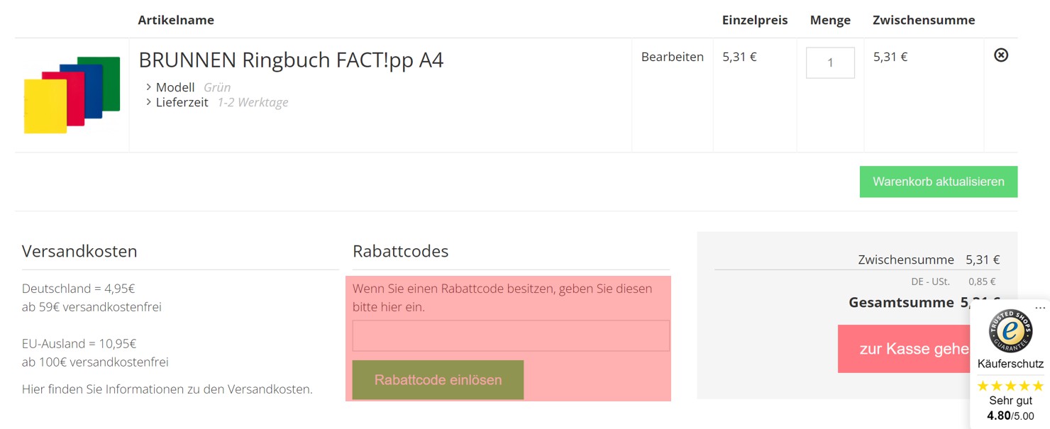 wie ist ein Schulsachen.de Gutscheincode einzulösen