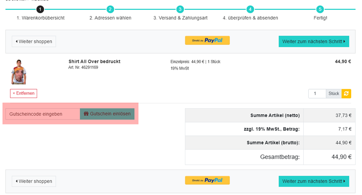 wie ist ein shirt-x.de Gutscheincode einzulösen