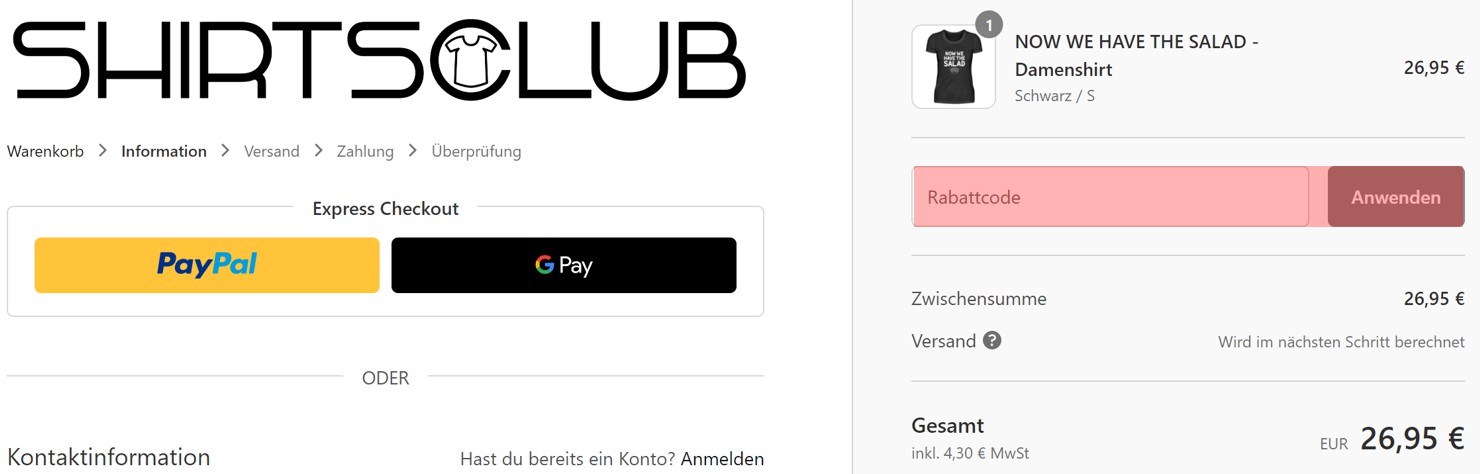 wie ist ein Shirtsclub Gutscheincode einzulösen