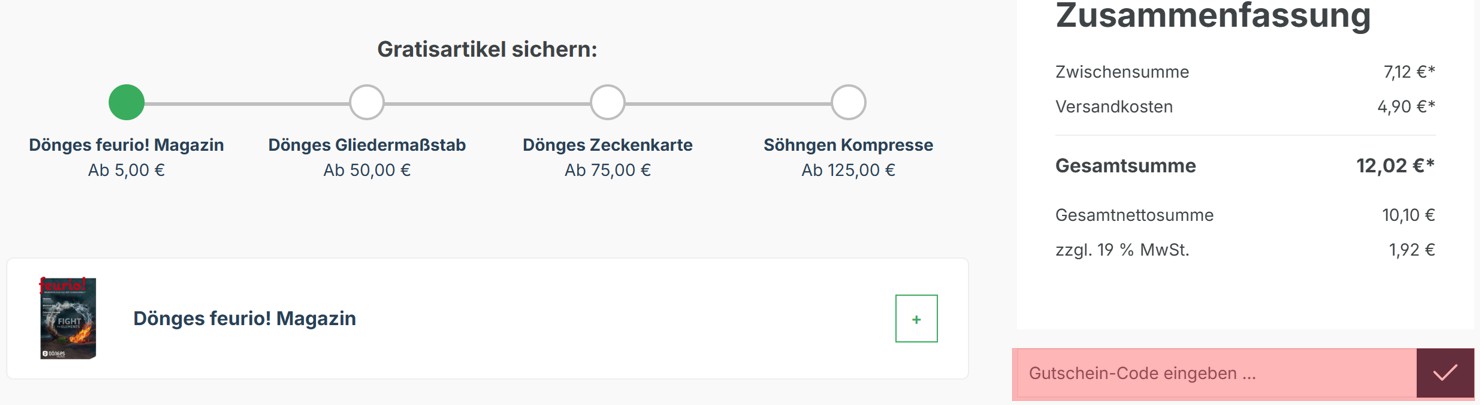 wie ist ein Dönges Gutscheincode einzulösen