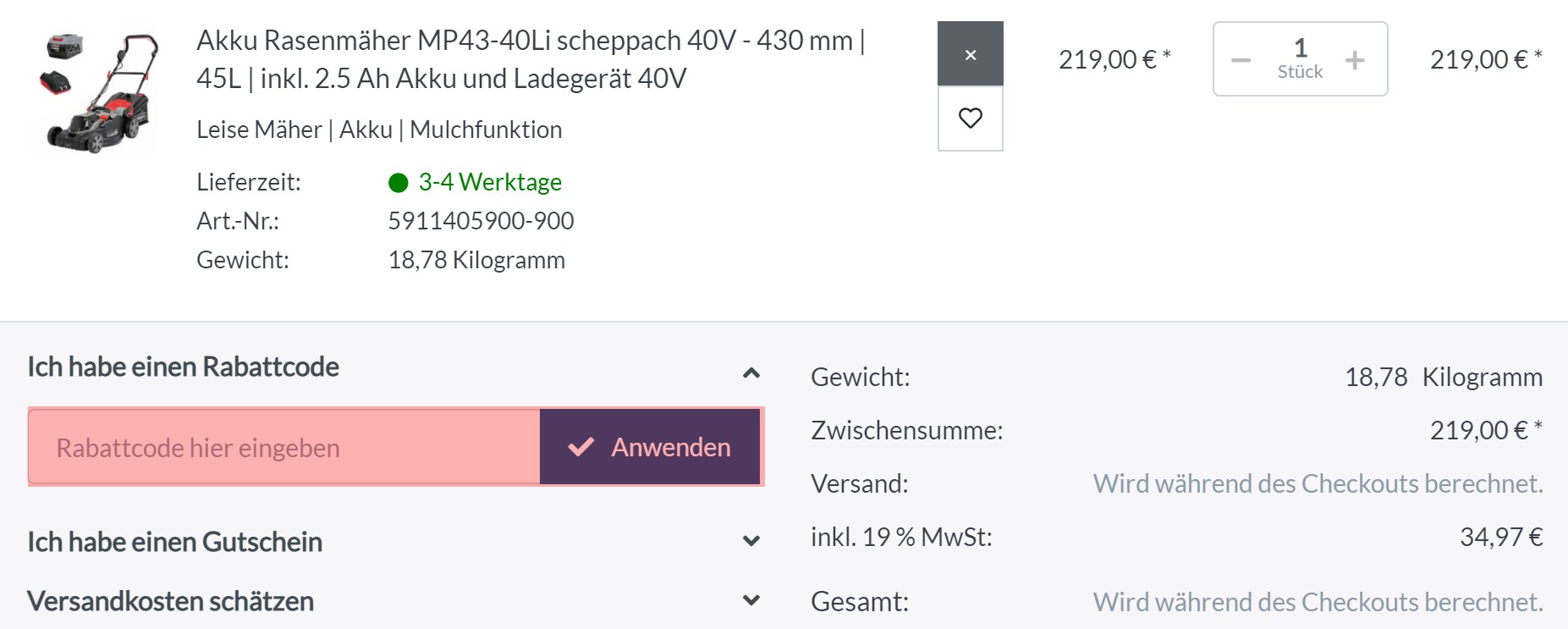 wie ist ein Scheppach  Gutscheincode einzulösen