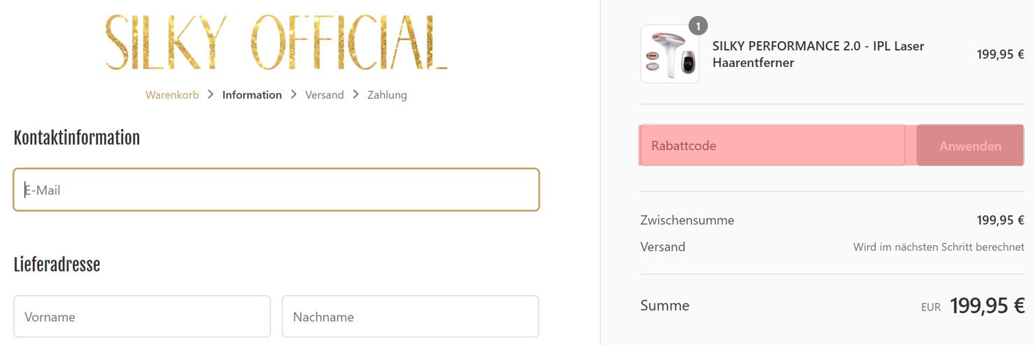 wie ist ein Silky Official Gutscheincode einzulösen
