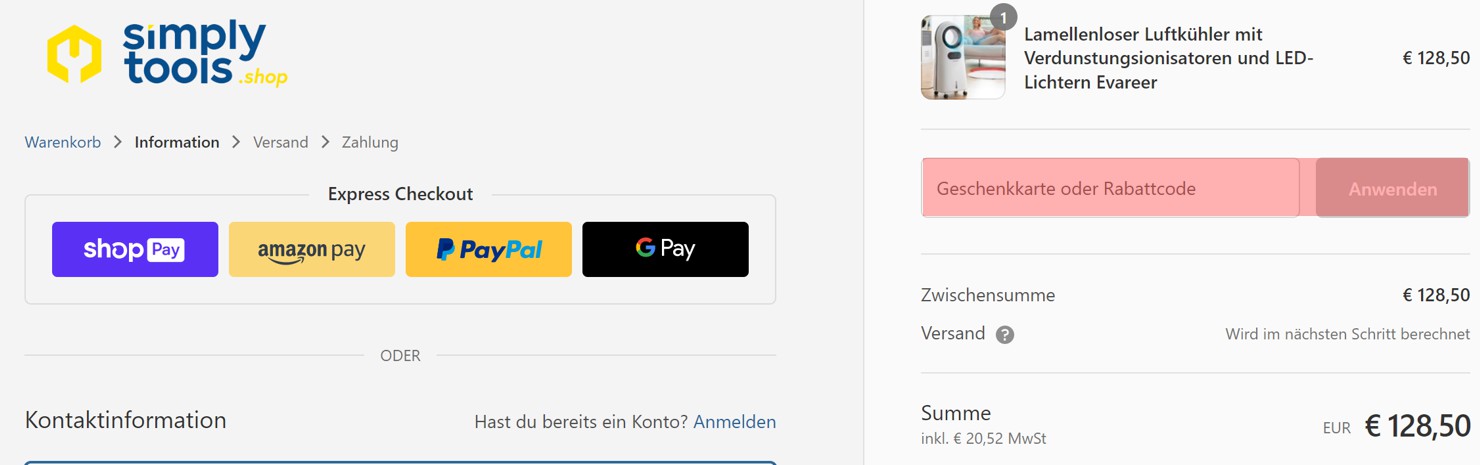 wie ist ein SimplyTools Gutscheincode einzulösen