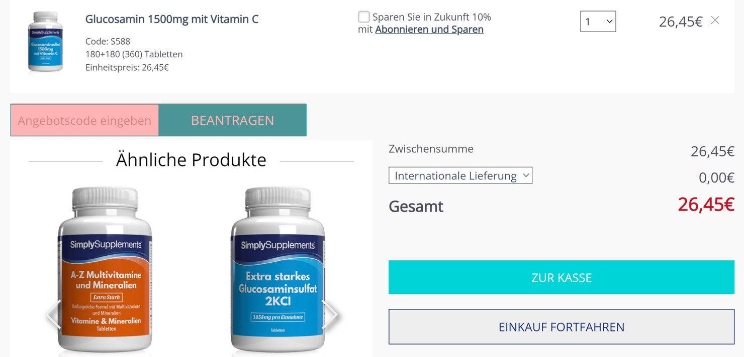 wie ist ein SimplySupplements Gutscheincode einzulösen