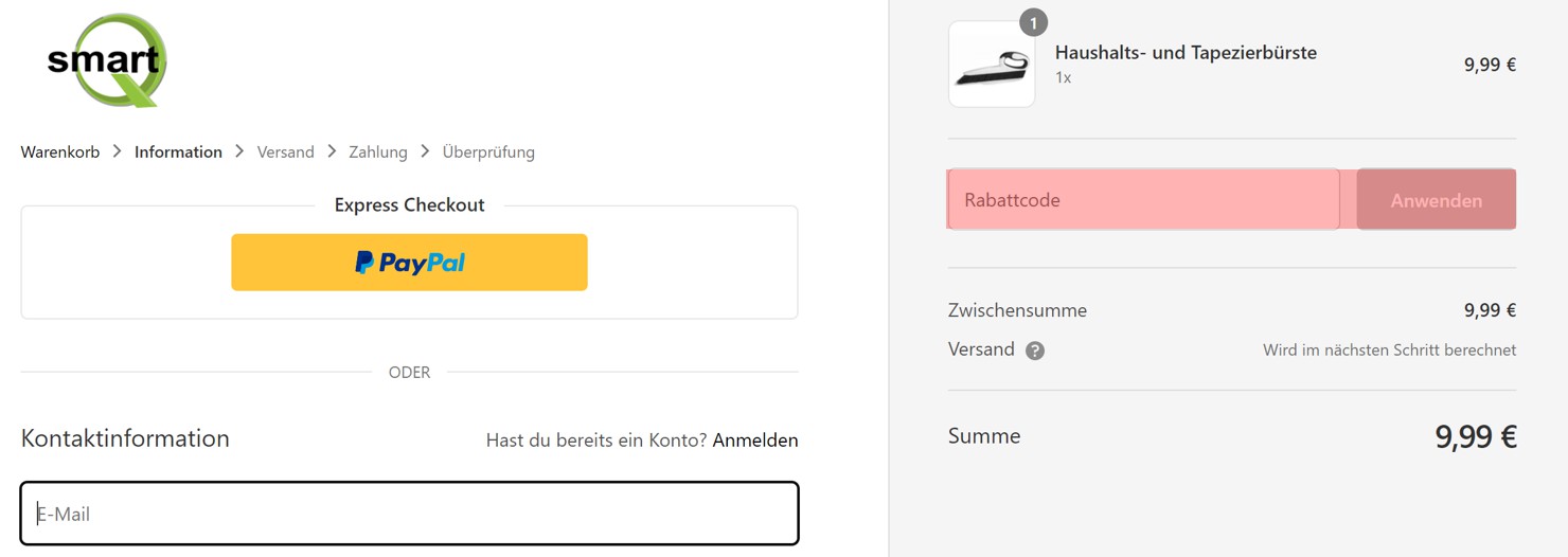 wie ist ein SmartQ Gutscheincode einzulösen