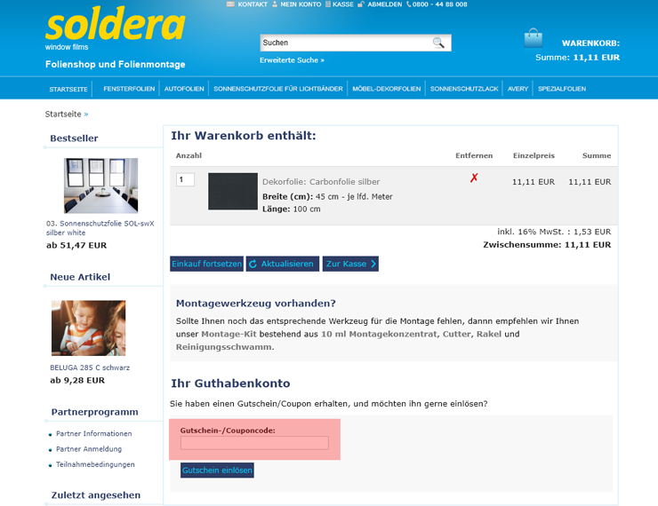 wie ist ein Soldera Gutscheincode einzulösen