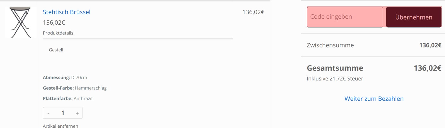 wie ist ein stehtisch-kaufen.de Gutscheincode einzulösen
