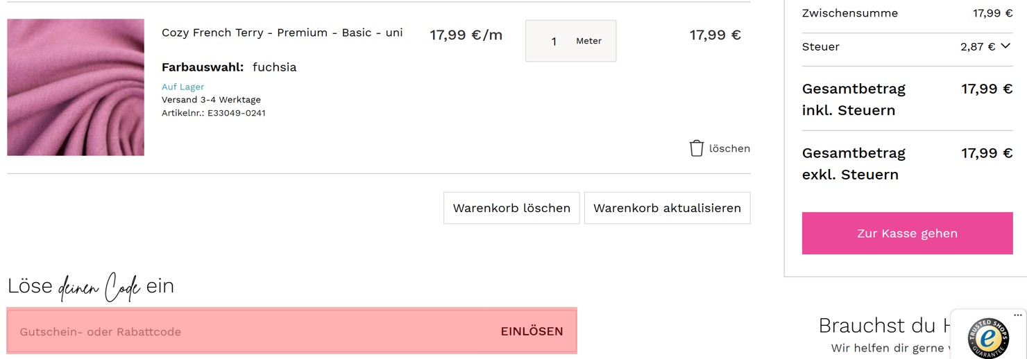 wie ist ein Stoffolino Gutscheincode einzulösen
