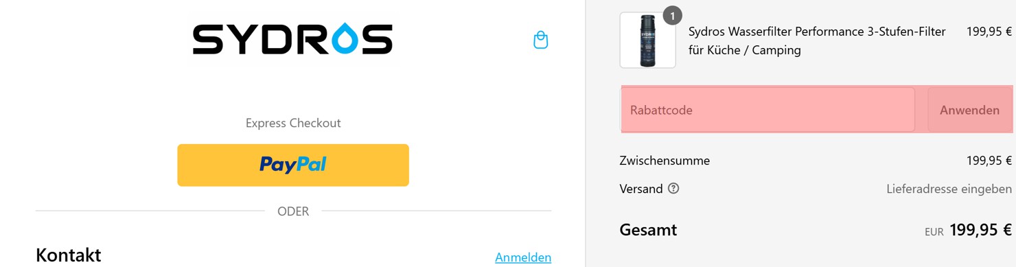 wie ist ein Sydros Gutscheincode einzulösen