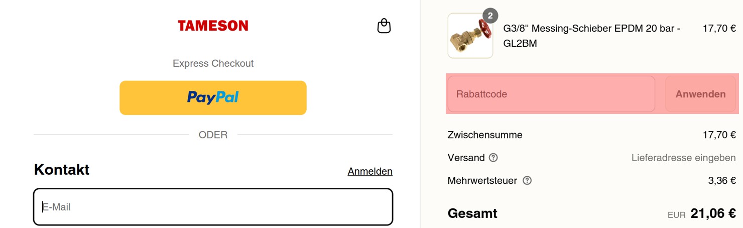 wie ist ein Tameson Gutscheincode einzulösen
