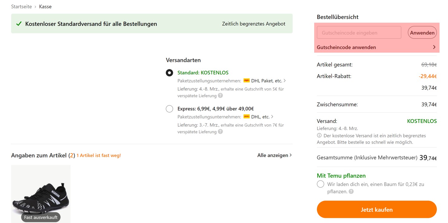 wie ist ein Temu Gutscheincode einzulösen