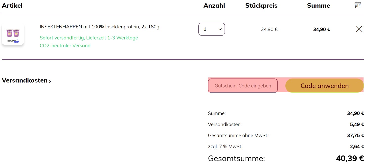 wie ist ein Tenetrio Gutscheincode einzulösen