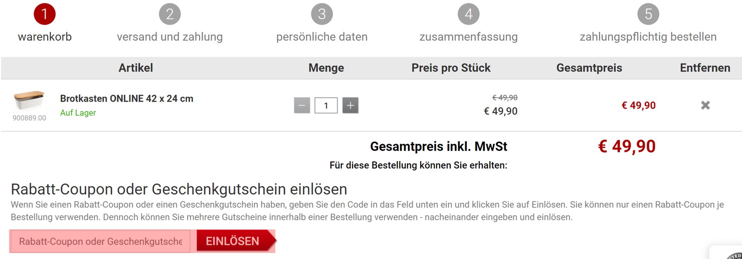 wie ist ein Tescoma Gutscheincode einzulösen