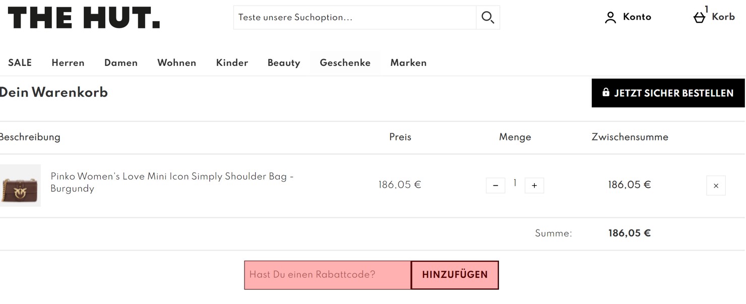 wie ist ein The Hut Gutscheincode einzulösen