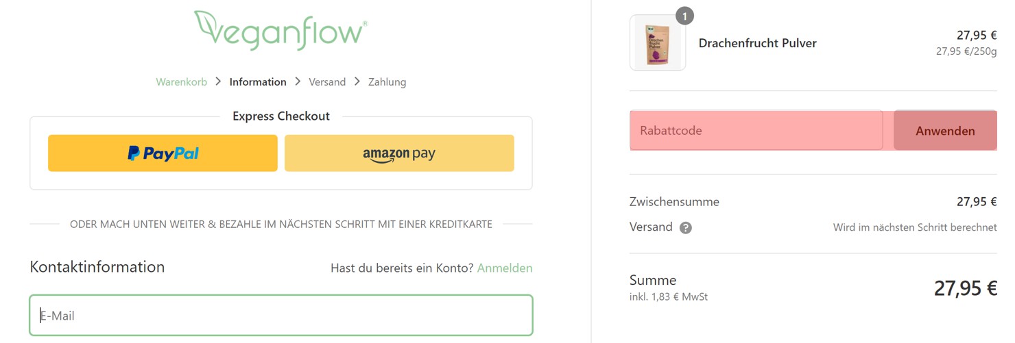 wie ist ein Veganflow Gutscheincode einzulösen