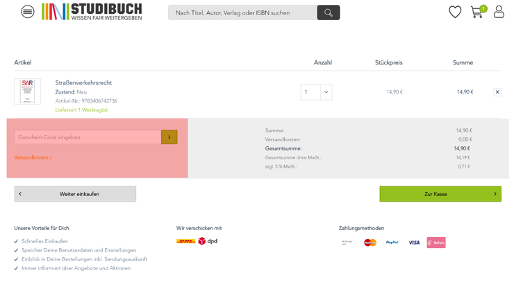 wie ist ein Studibuch Gutscheincode einzulösen