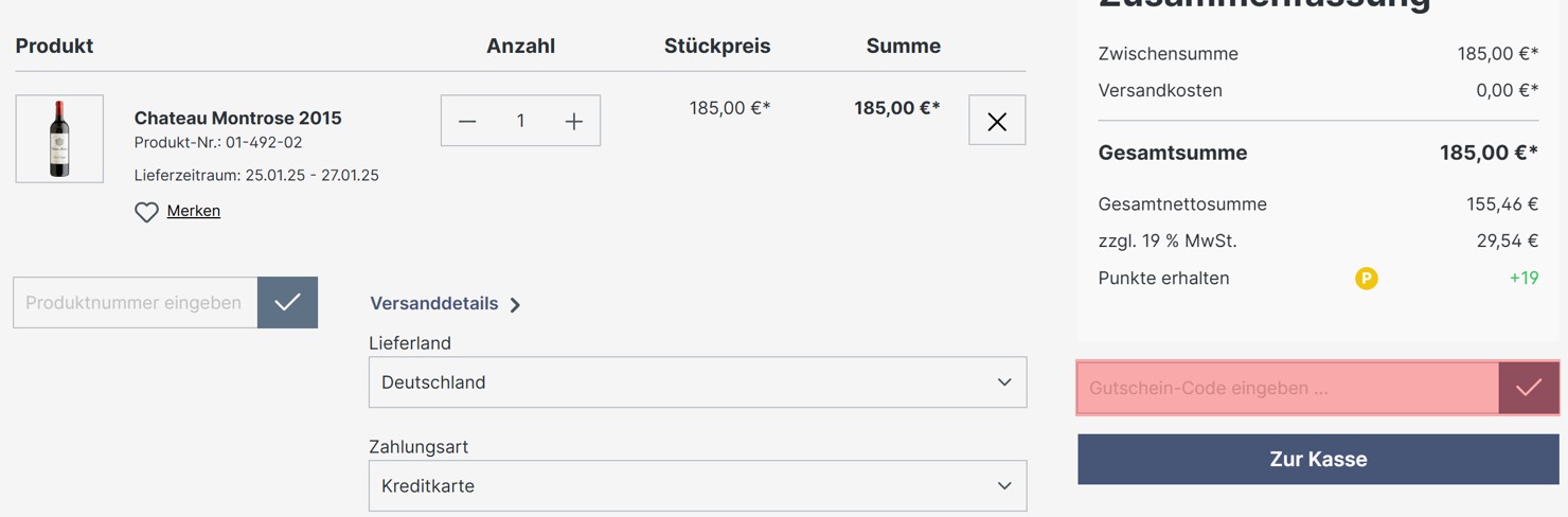 wie ist ein Vin Lorenc Gutscheincode einzulösen