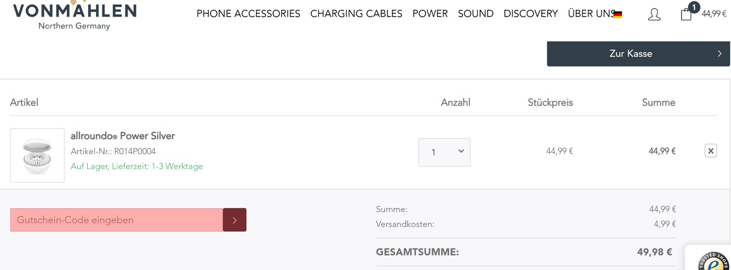 wie ist ein Vonmaehlen Gutscheincode einzulösen