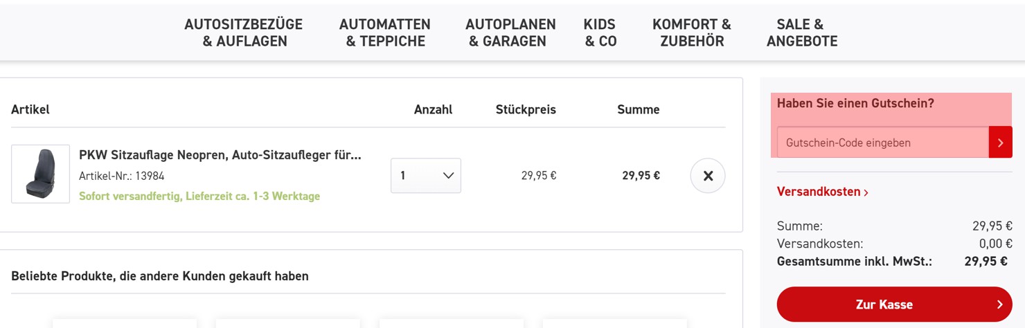 wie ist ein Walser Shop Gutscheincode einzulösen