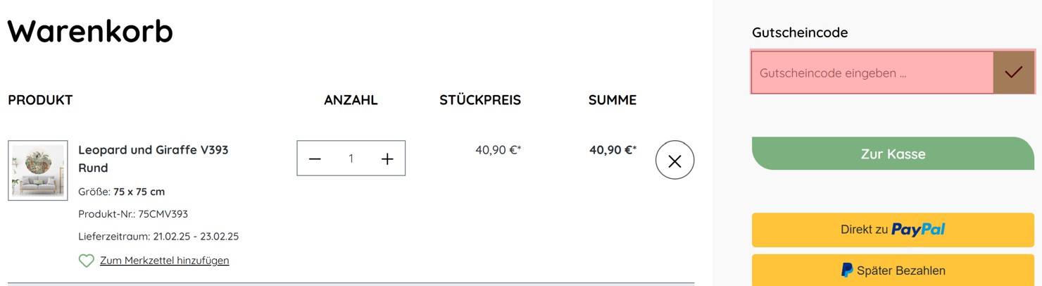 wie ist ein Wandkind Gutscheincode einzulösen