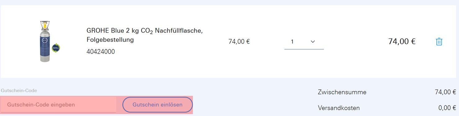 wie ist ein Grohe Wassersysteme Gutscheincode einzulösen