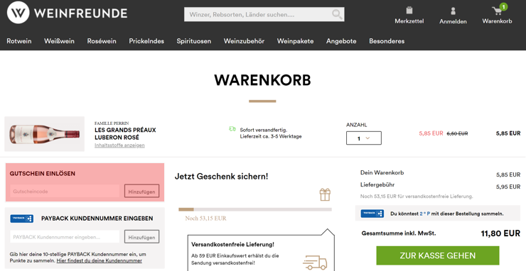 wie ist ein weinfreunde.de Gutscheincode einzulösen
