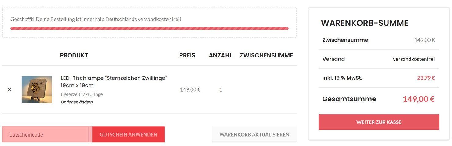 wie ist ein WohndesignPlus Gutscheincode einzulösen