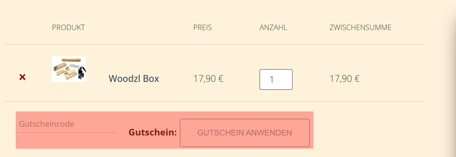 wie ist ein Woodzl Gutscheincode einzulösen