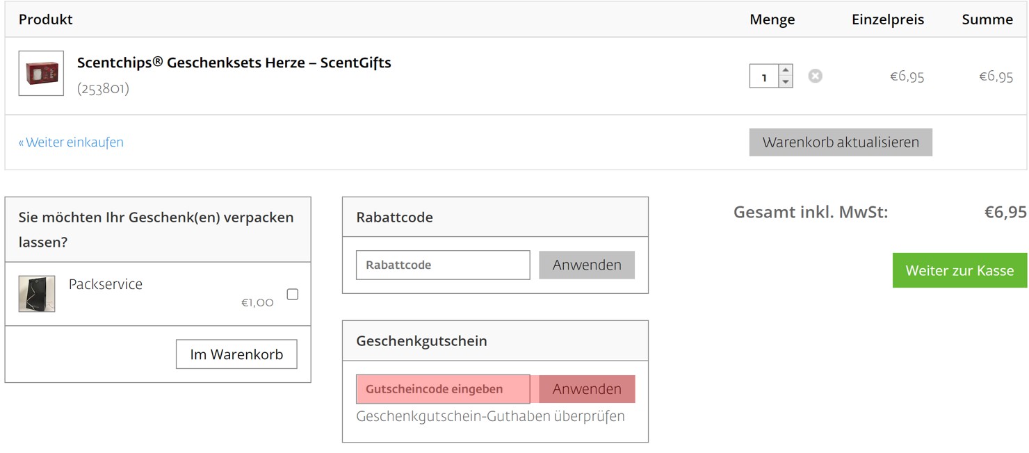 wie ist ein Scentchips Gutscheincode einzulösen