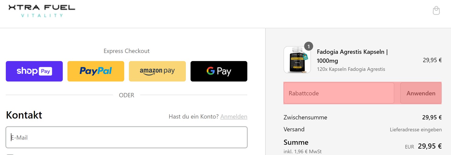 wie ist ein XTRA FUEL Gutscheincode einzulösen