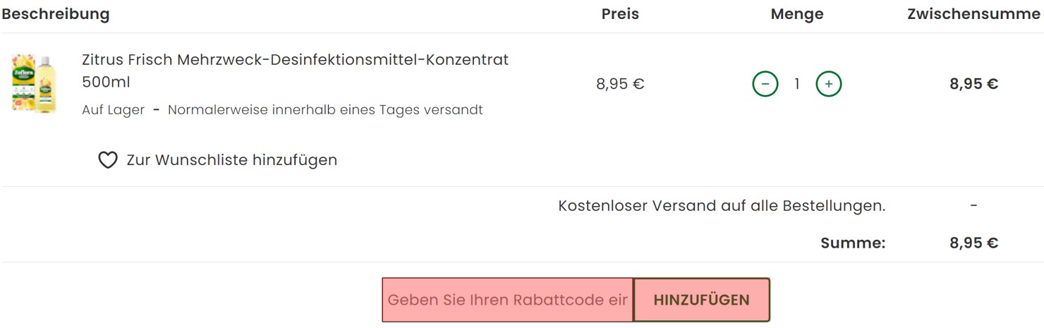 wie ist ein Zoflora Gutscheincode einzulösen